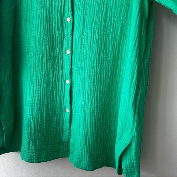 J. Jill Cotton-Gauze Split-Hem Tunic in green - Picture 5 of 7